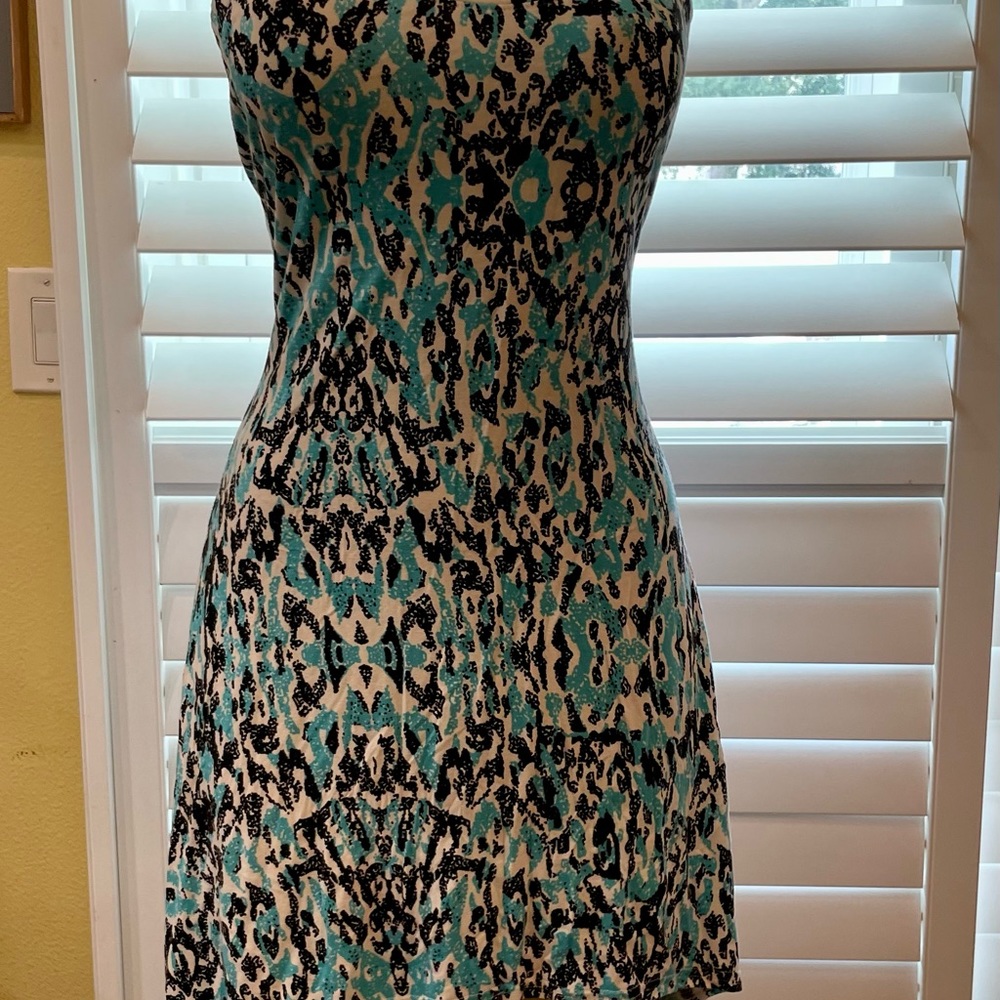 G By Guess Turquoise Black Animal Print High Low Stretchy Racer Back
Dress XL - Picture 3 of 10